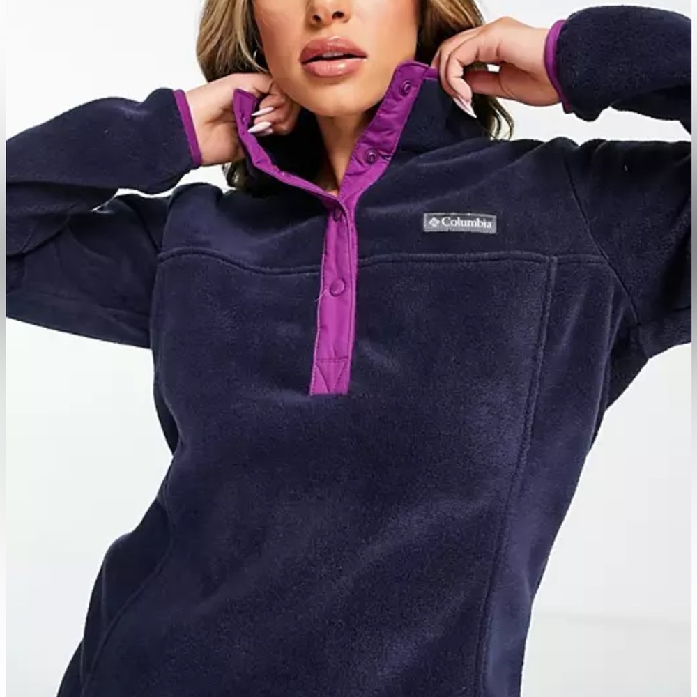 Columbia PFG 1/2 Snap Jacket Women's Large Pile Fleece Pullover Sweater